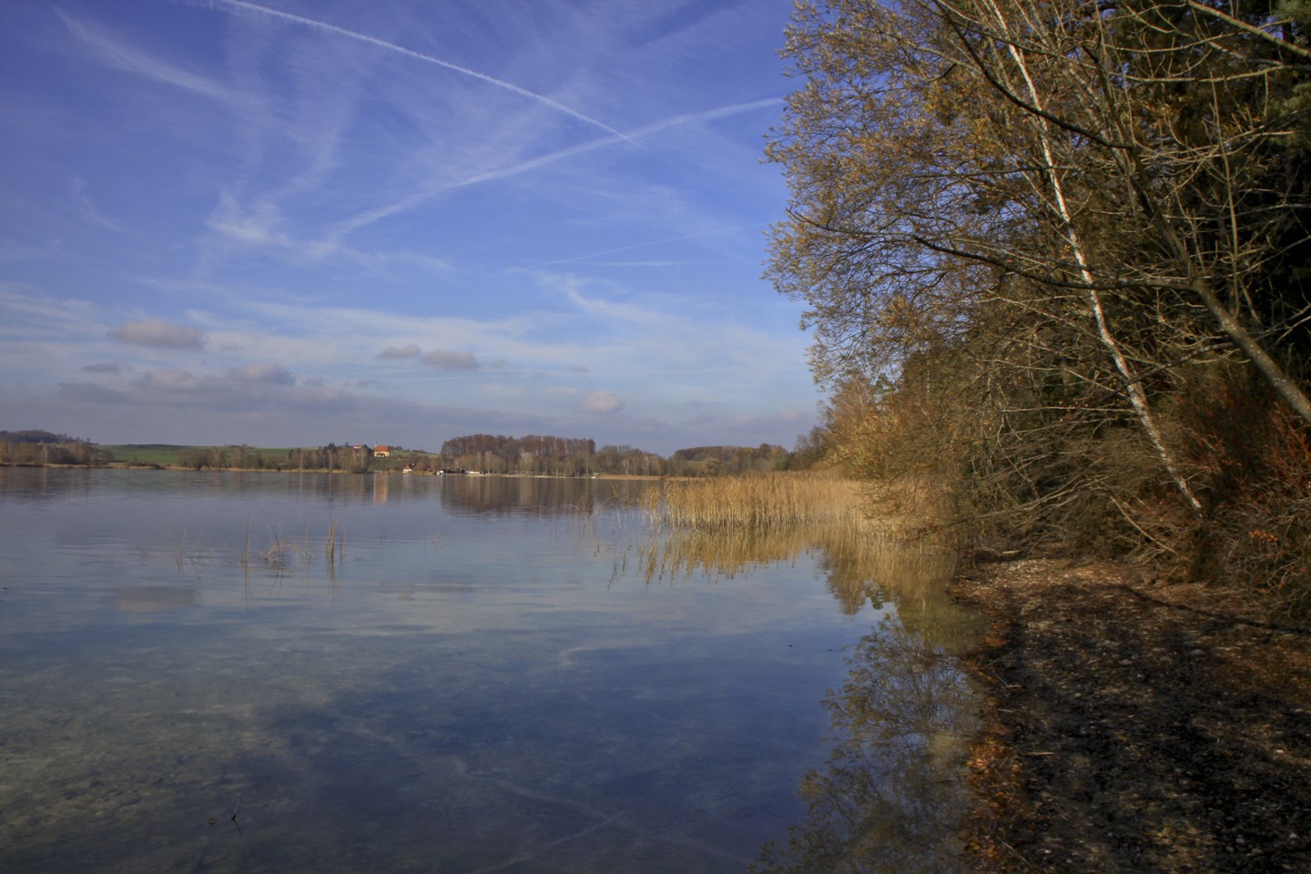 Seerundweg am Tachinger See, Blick nach St. Coloman